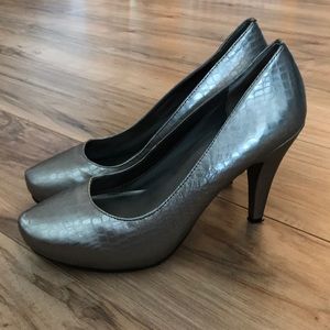 Me Too brand silver heels